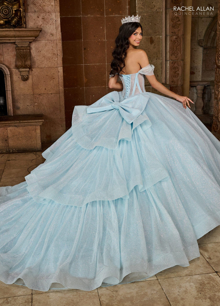 Rachel Allan RQ2183 Sheer Corset Glitter Quinceanera Dress