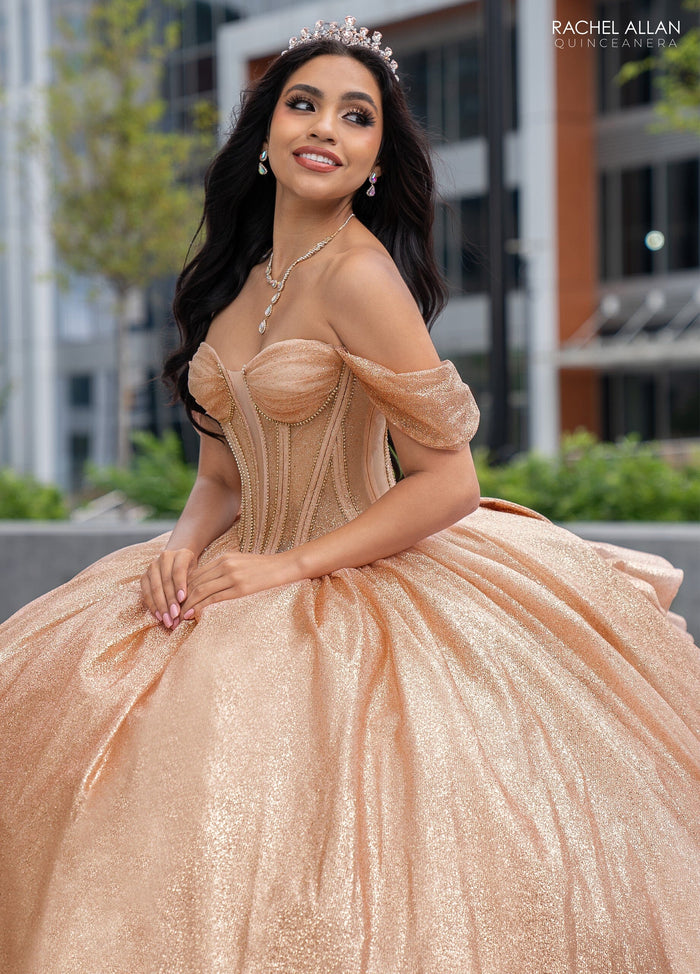 Rachel Allan RQ2183 Sheer Corset Glitter Quinceanera Dress