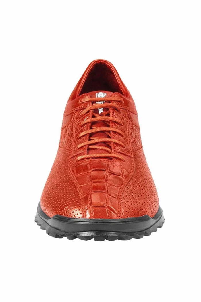 Los Altos Cognac Caiman Crocodile Tail Men's Casual Sneakers