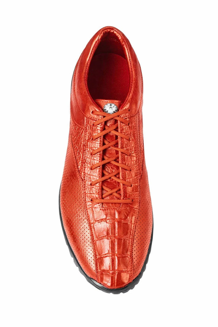 Los Altos Cognac Caiman Crocodile Tail Men's Casual Sneakers