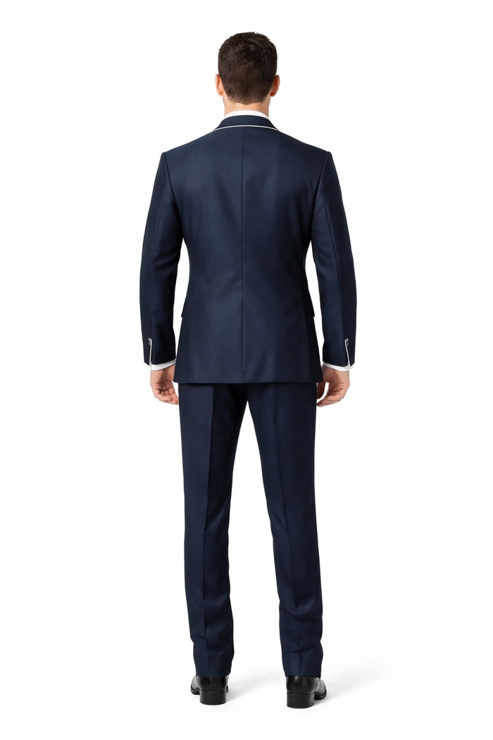 Menstuxedousa Western Slim Fit Tuxedo Suit, Blue and White, All Sizes