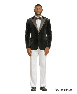 Stacy Adams Men's Hybrid Fit Sport Coat - Rhinestone Embedded Peak Lapel