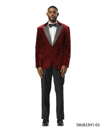 Stacy Adams Men's Hybrid Fit Sport Coat - Rhinestone Embedded Peak Lapel
