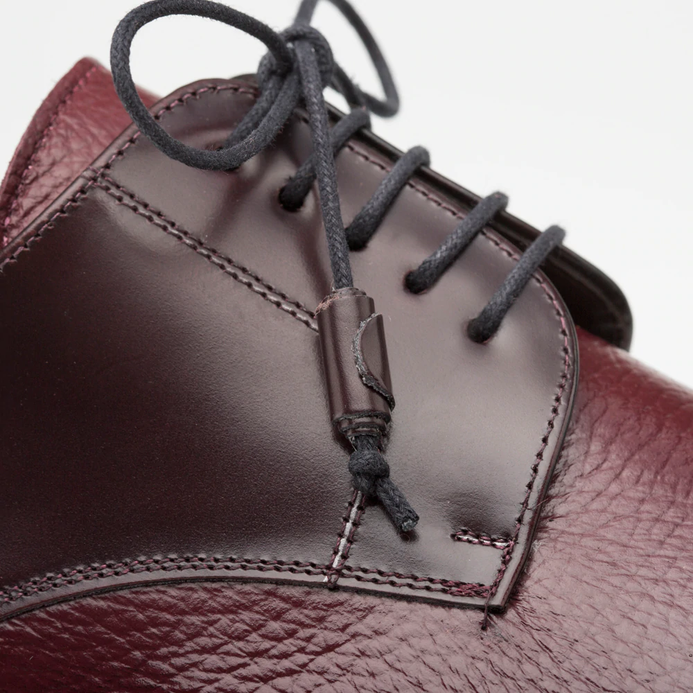 Mezlan Soka Calfskin & Deerskin Cap Toe Shoes Burgundy (15089)
