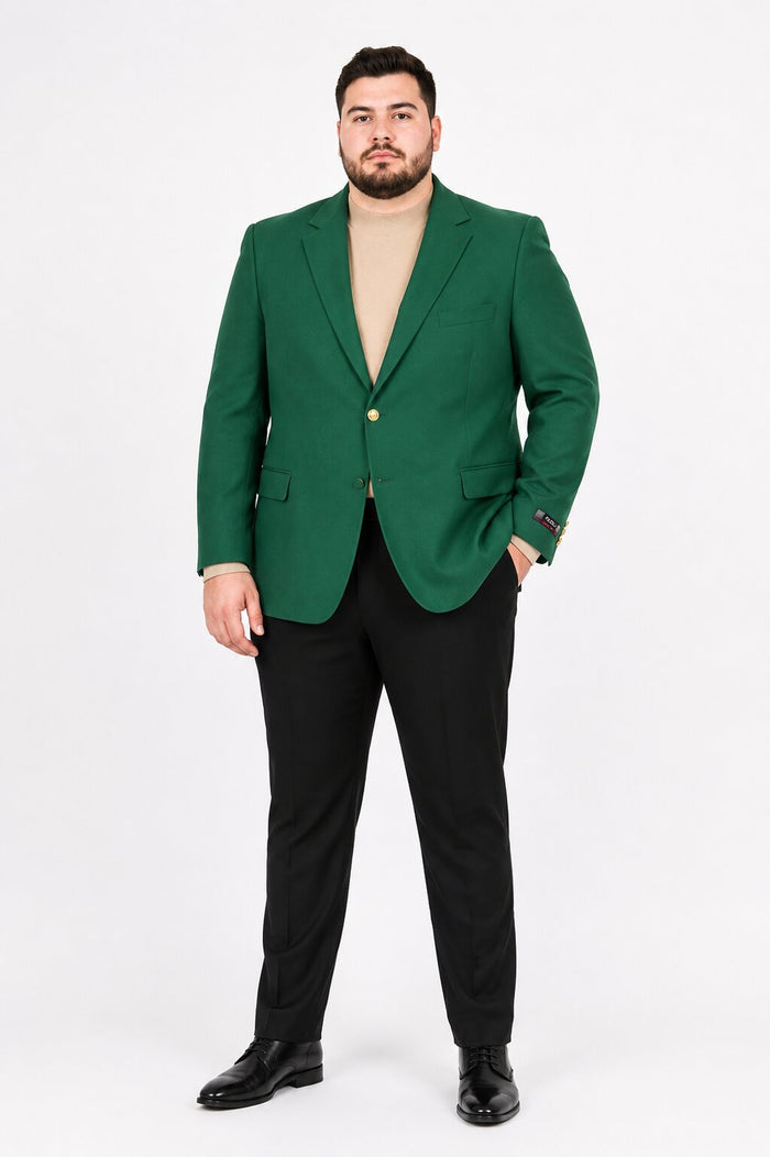 Poplin Fabric Pacelli Solid 2 Button Green Blazer BLAIR-70014