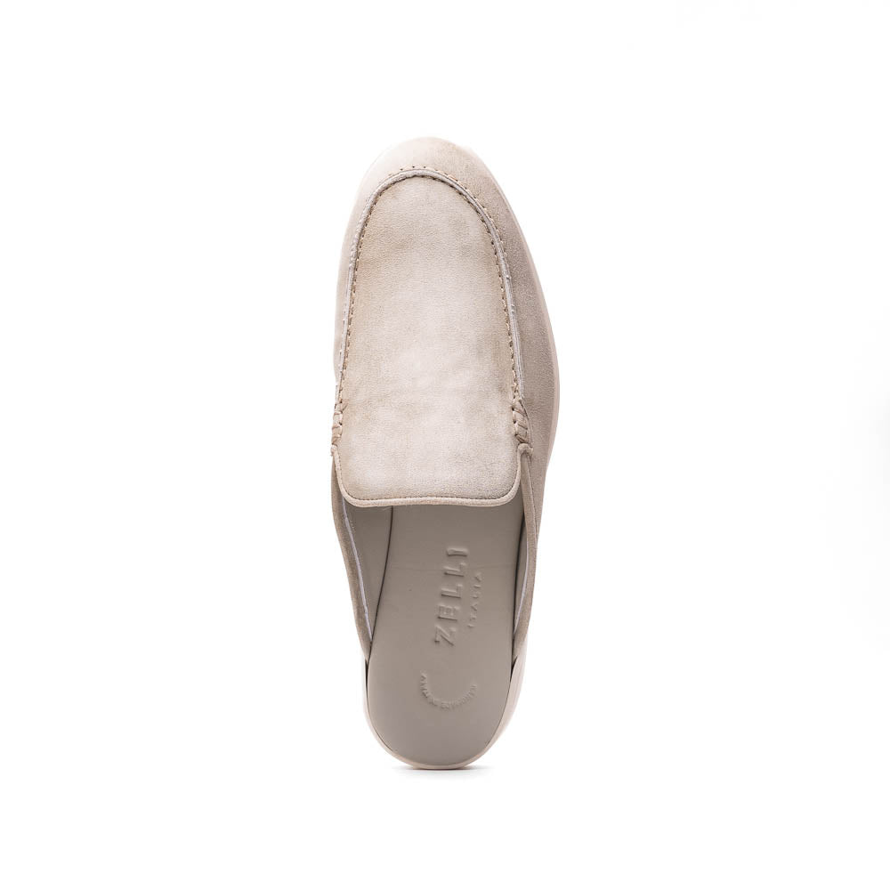 Zelli Soro Sueded Goatskin Slip-On Mule in Grey