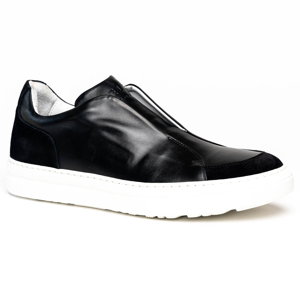 Zelli Spettacolare Calfskin & Suede Slip-On Sneakers in Black