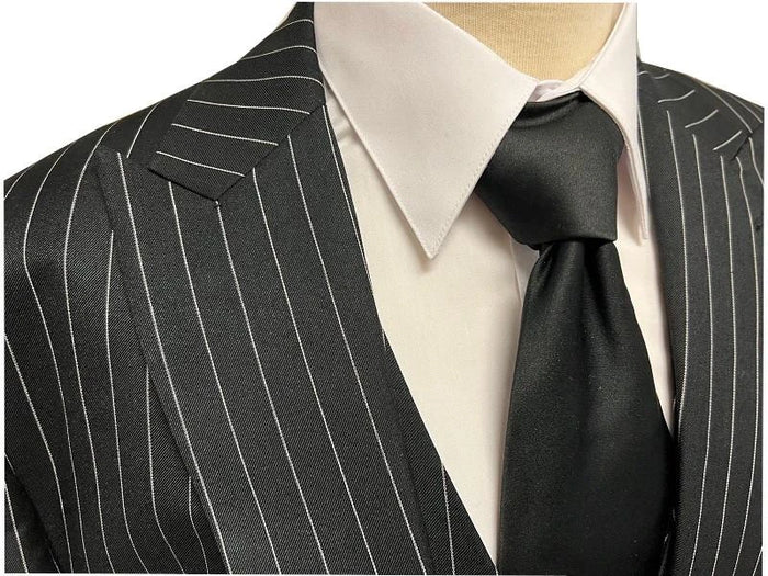 Vinci Black White Gangster Stripe Fashion Suit 1930s Style F-V2RS9