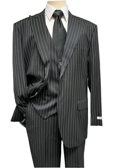 Vinci Black White Gangster Stripe Fashion Suit 1930s Style F-V2RS9