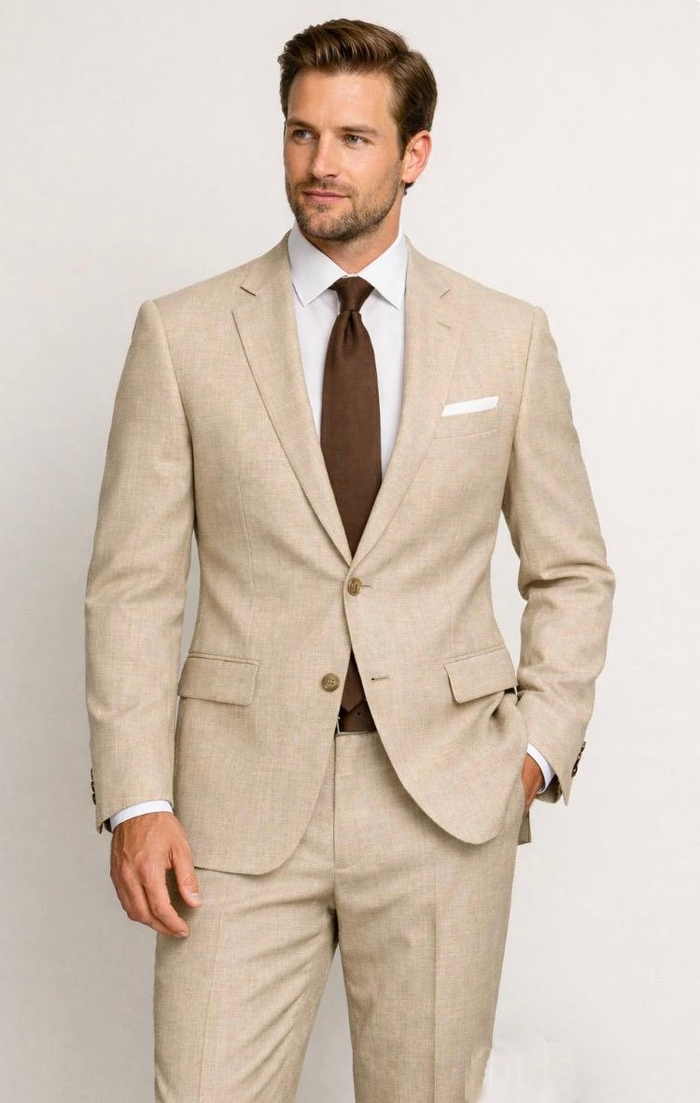 Statement Mens Modern Fit 2 Piece 100% Wool Textured Solid Suit – Single Breasted Notch Lapel Jacket