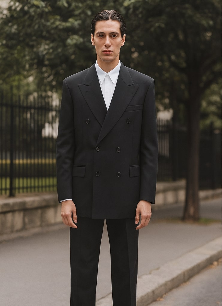 Mens Steve Harvey Brand Suit Double Breasted in Color Black Modern Fit