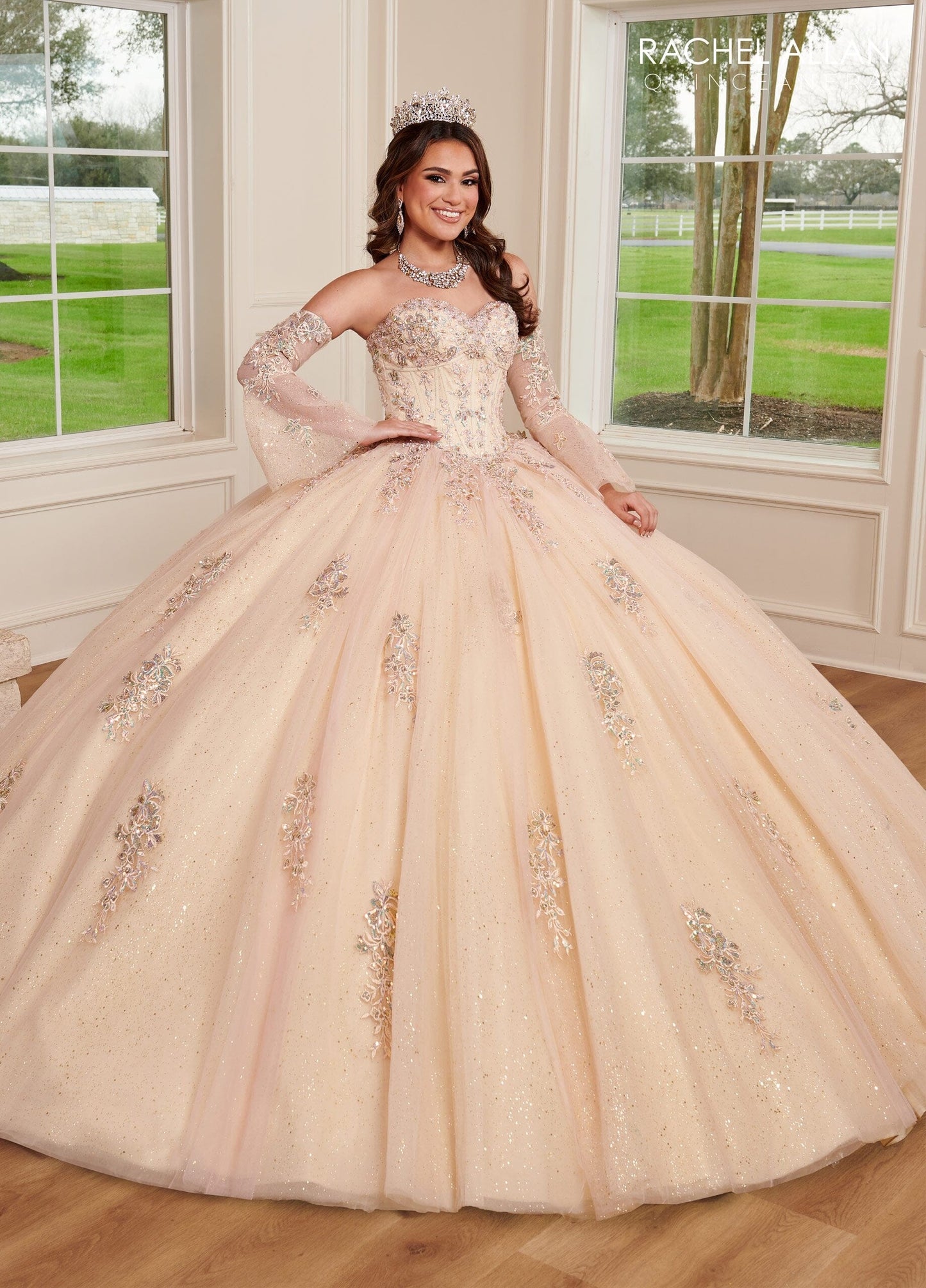 Rachel Allan RQ1120 Strapless Bell Sleeve Quinceanera Dress