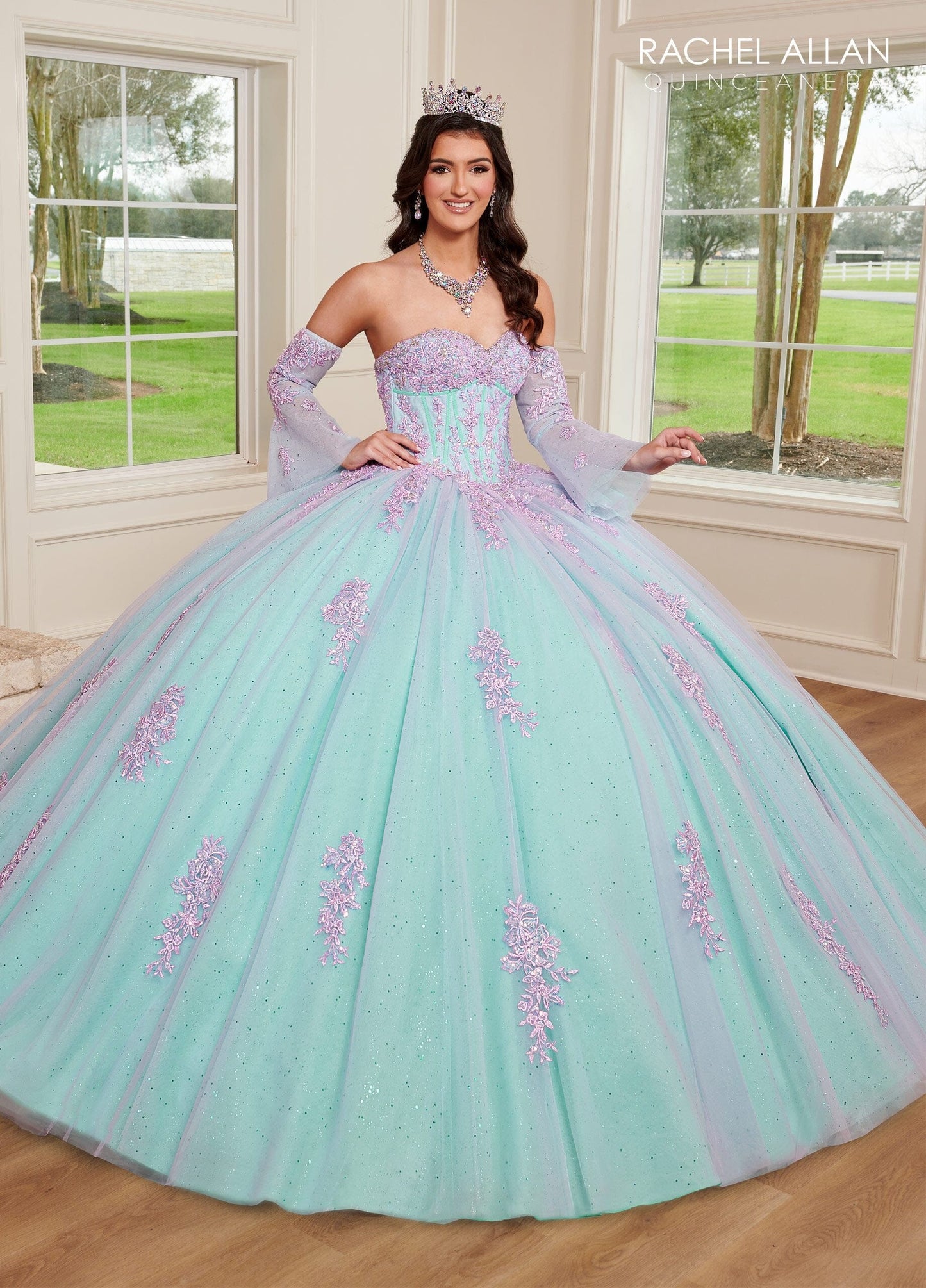 Rachel Allan RQ1120 Strapless Bell Sleeve Quinceanera Dress