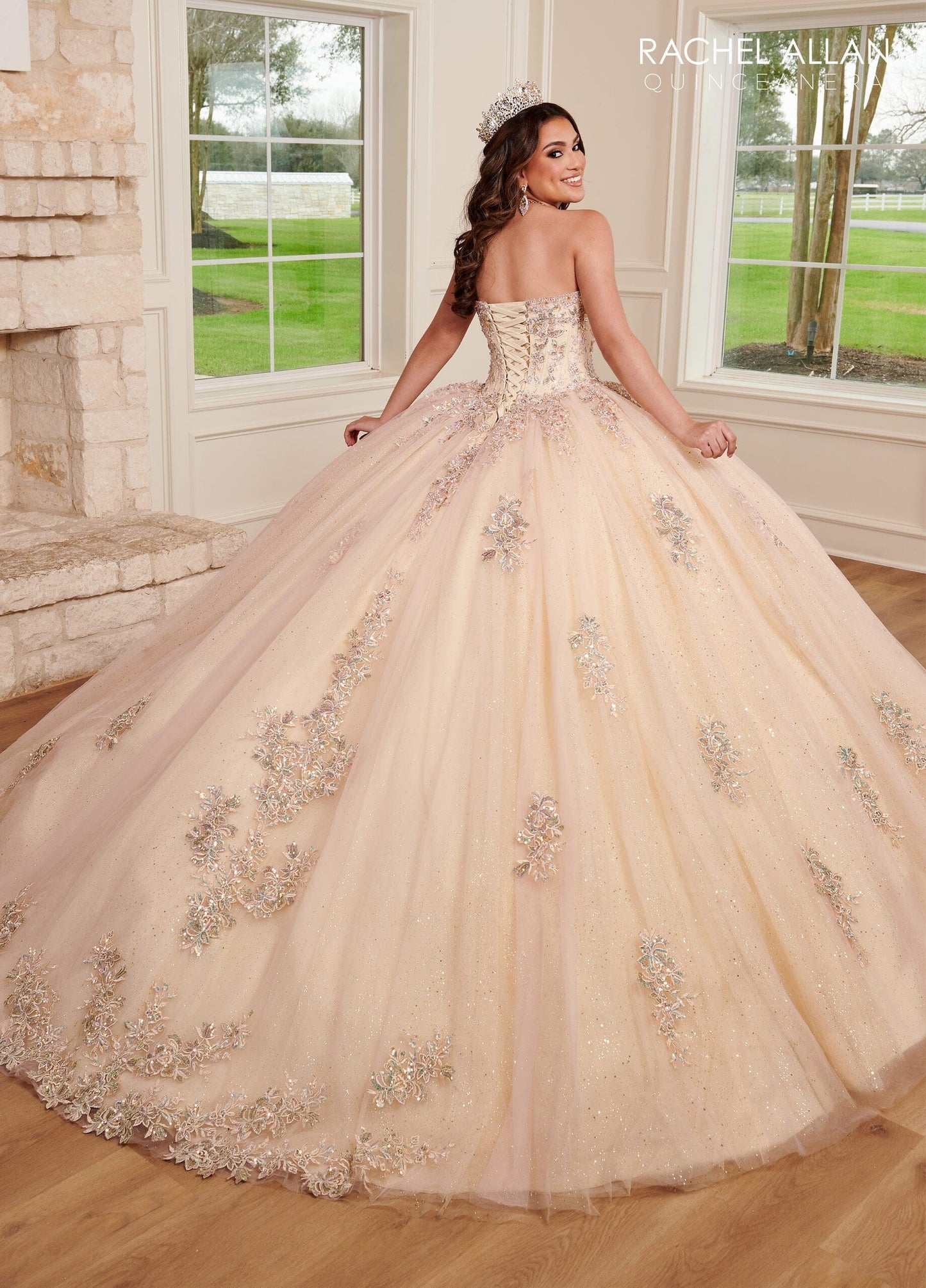 Rachel Allan RQ1120 Strapless Bell Sleeve Quinceanera Dress