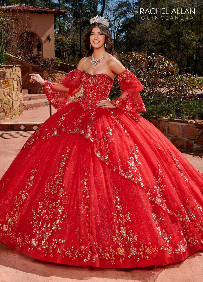 Rachel Allan RQ2178 Strapless Bell Sleeve Quinceanera Dress