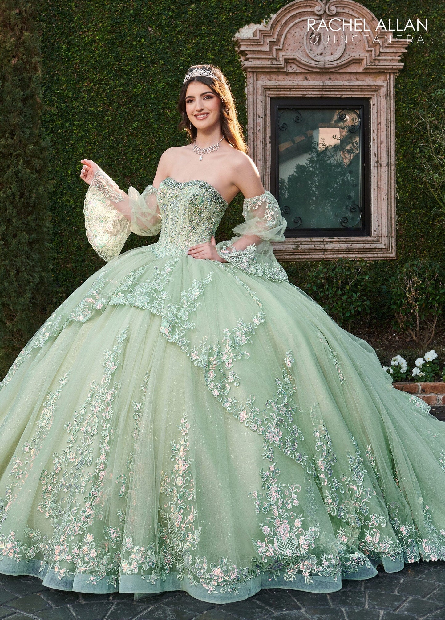 Rachel Allan RQ2178 Strapless Bell Sleeve Quinceanera Dress