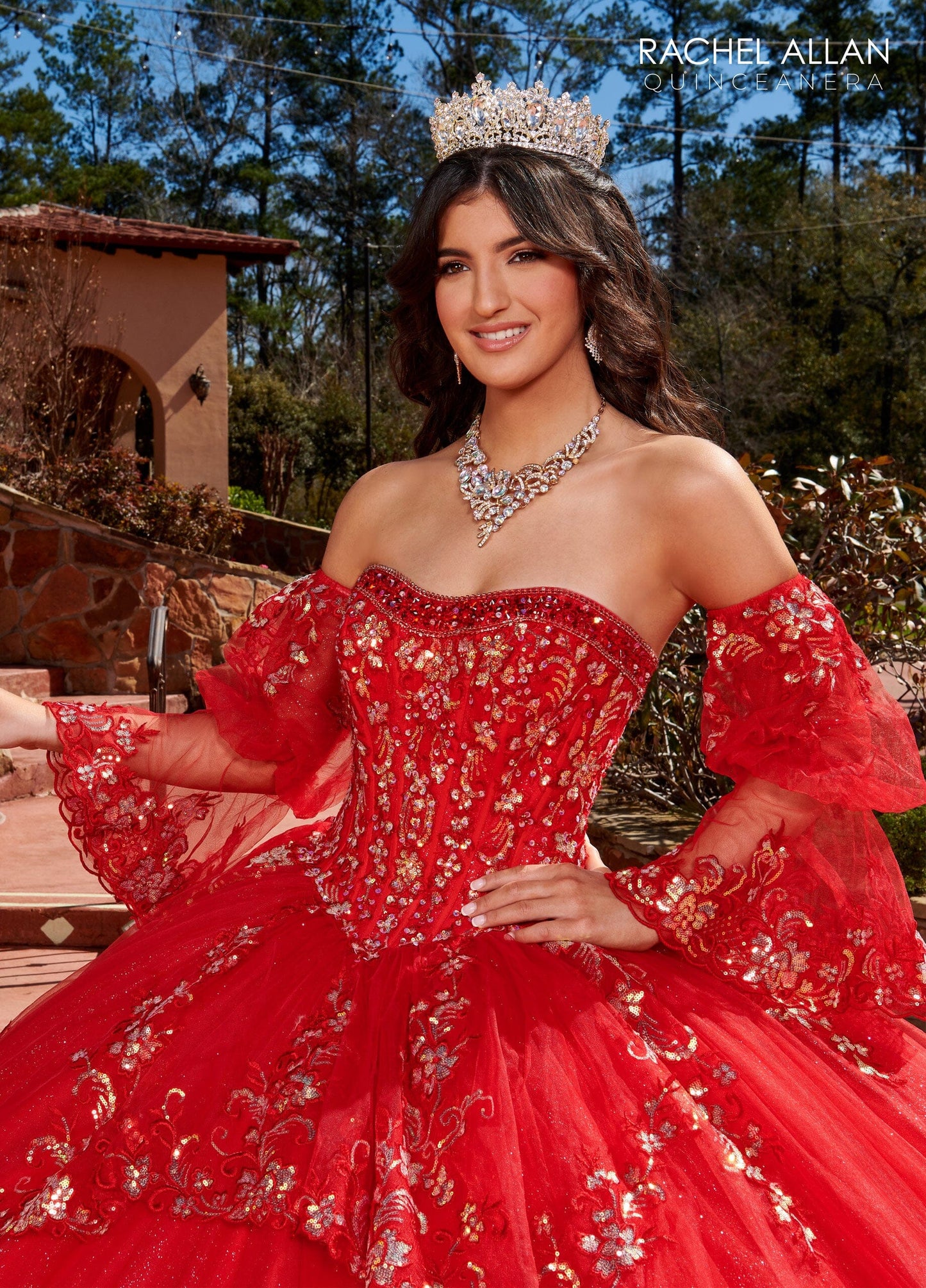 Rachel Allan RQ2178 Strapless Bell Sleeve Quinceanera Dress