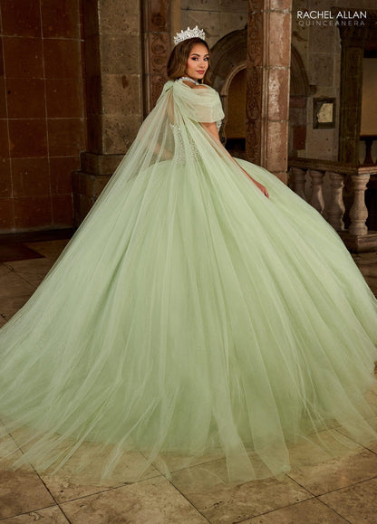 Rachel Allan RQ1130 Strapless Cape Quinceanera Dress