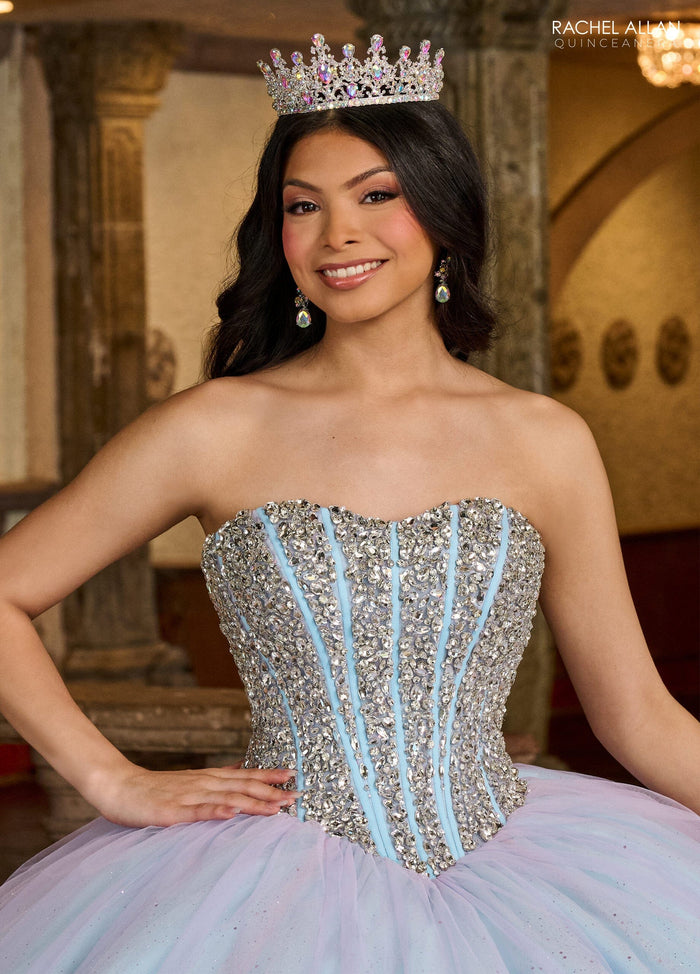 Rachel Allan RQ1130 Strapless Cape Quinceanera Dress