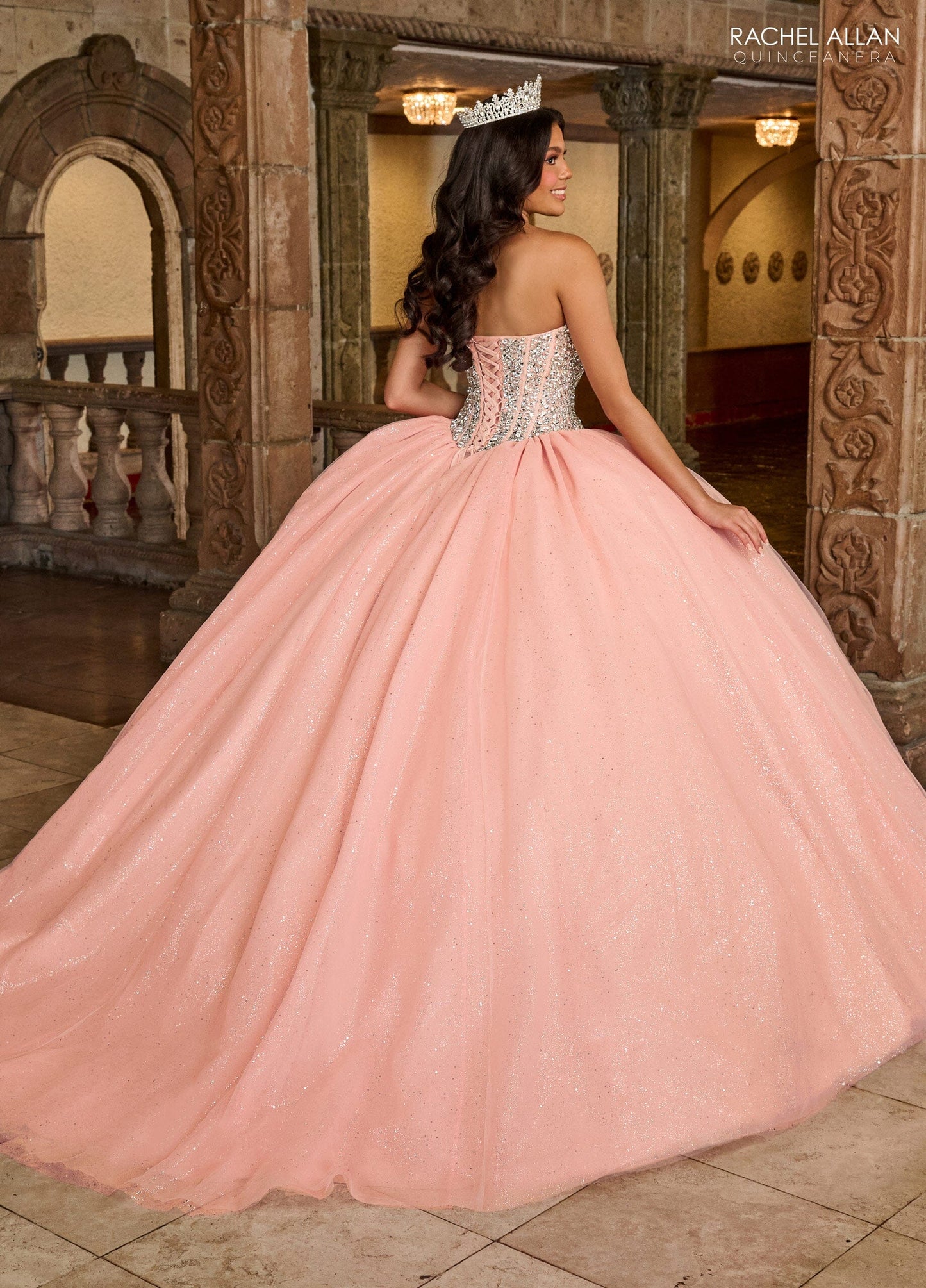 Rachel Allan RQ1130 Strapless Cape Quinceanera Dress