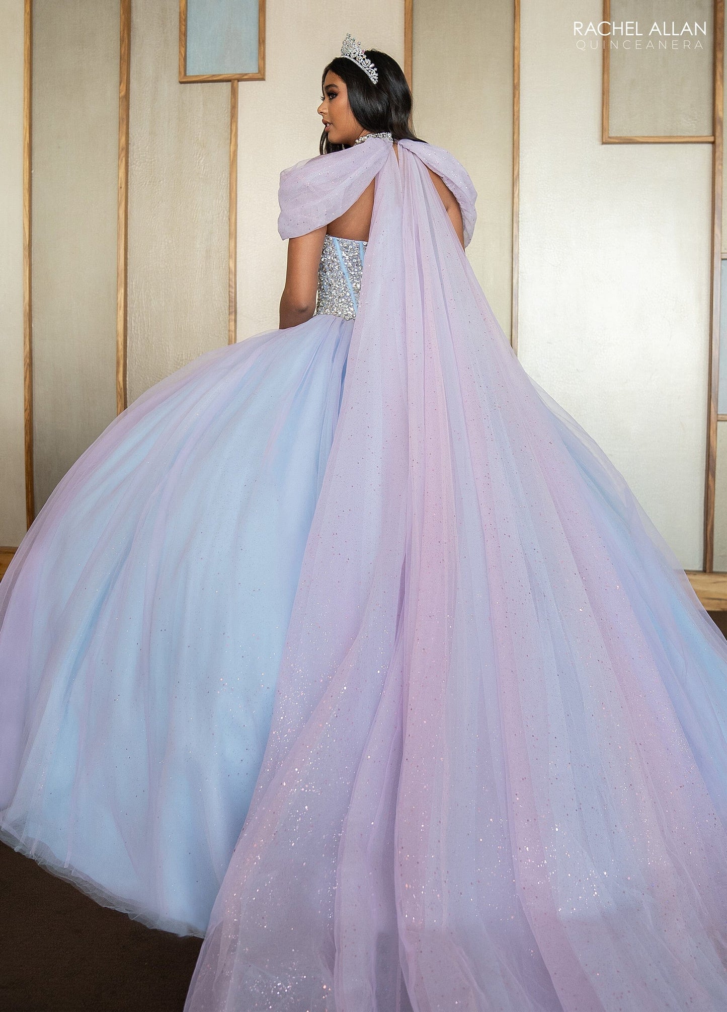 Rachel Allan RQ1130 Strapless Cape Quinceanera Dress