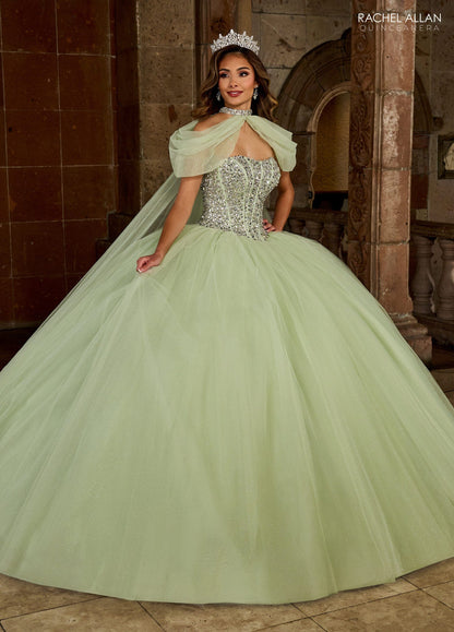 Rachel Allan RQ1130 Strapless Cape Quinceanera Dress