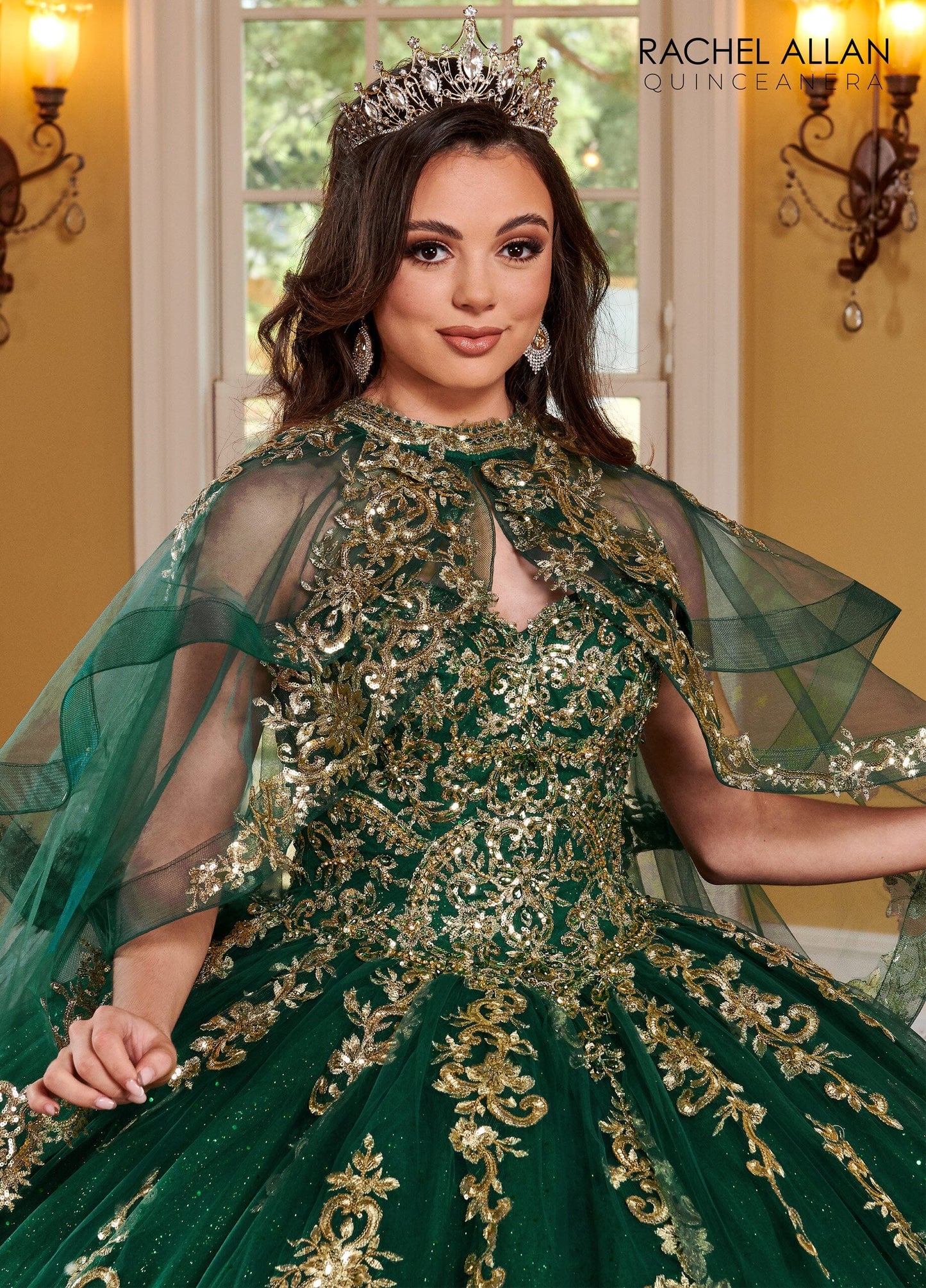 Rachel Allan RQ2170 Strapless Cape Quinceanera Dress