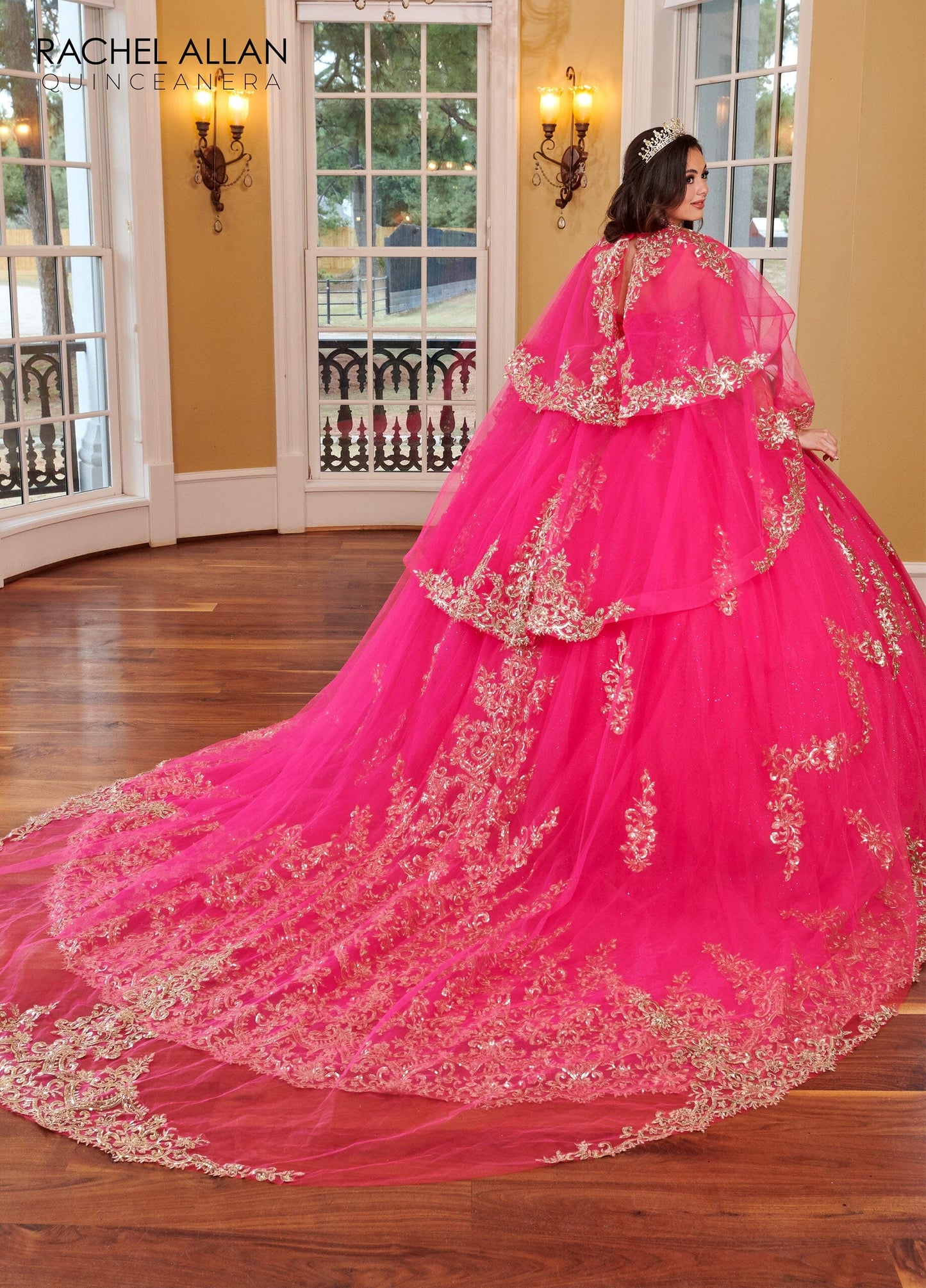 Rachel Allan RQ2170 Strapless Cape Quinceanera Dress