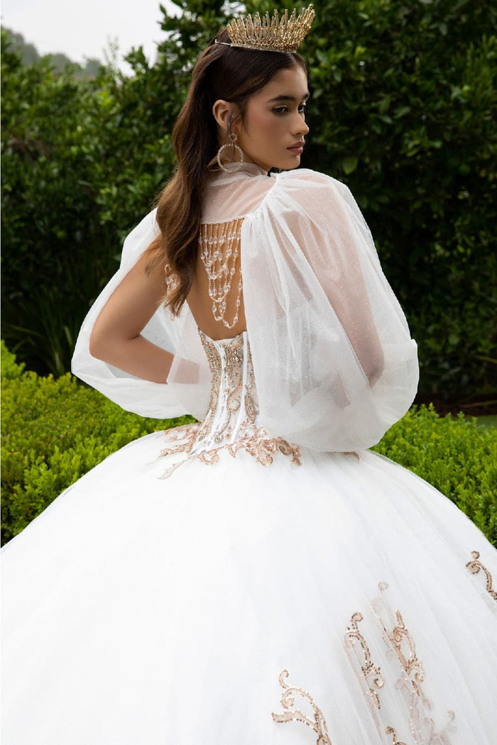 Strapless Puff Sleeve Ball Gown by GLS Gloria GL3578