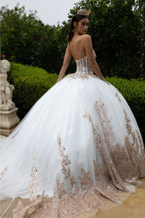 Strapless Puff Sleeve Ball Gown by GLS Gloria GL3578 - Quinceanera Dresses