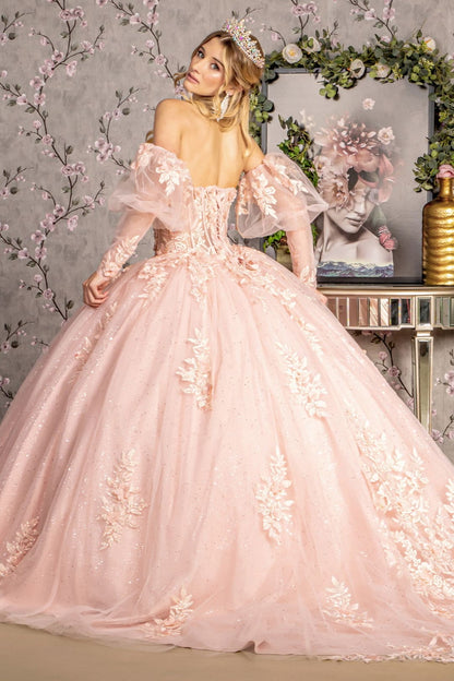 Strapless Puff Sleeve Corset Ball Gown by GLS Gloria GL3476 - Quinceanera Dresses