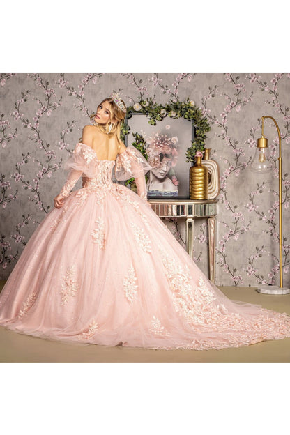 Strapless Puff Sleeve Corset Ball Gown by GLS Gloria GL3476 - Quinceanera Dresses