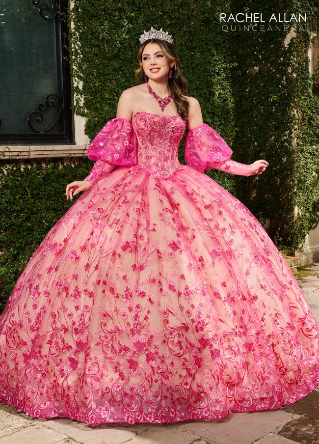 Rachel Allan RQ1123 Strapless Puff Sleeve Quinceanera Dress