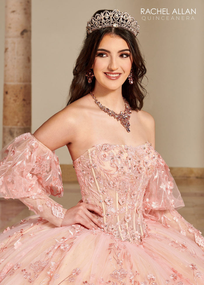 Rachel Allan RQ1123 Strapless Puff Sleeve Quinceanera Dress