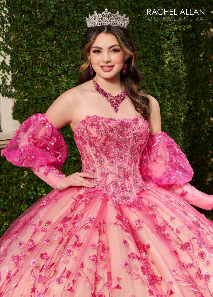 Rachel Allan RQ1123 Strapless Puff Sleeve Quinceanera Dress