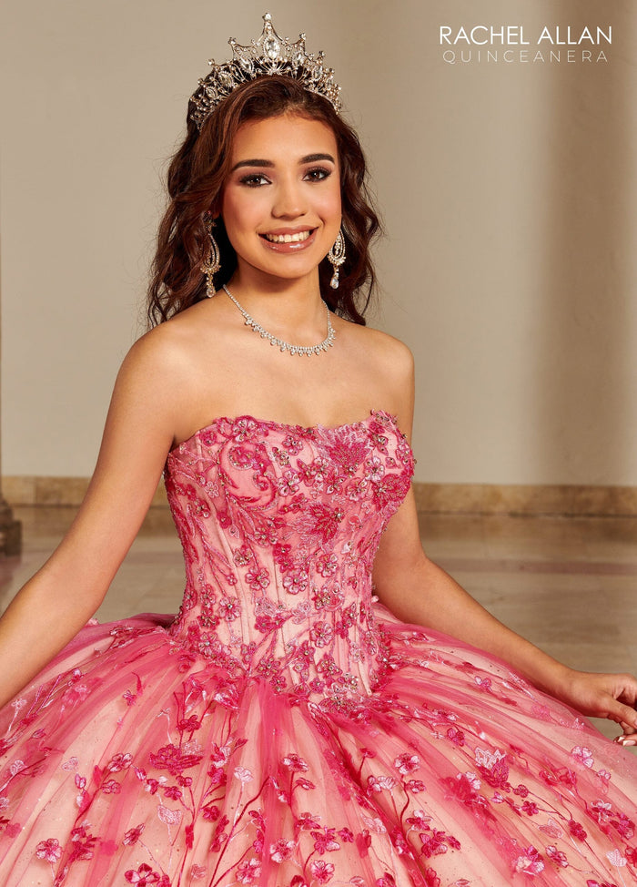 Rachel Allan RQ1123 Strapless Puff Sleeve Quinceanera Dress