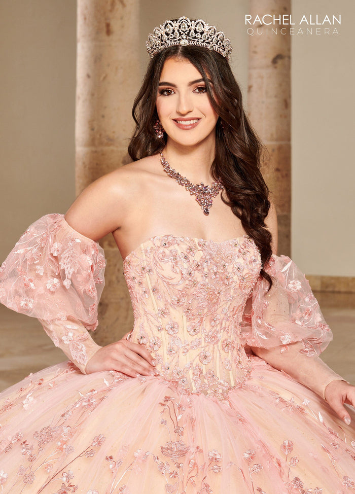 Rachel Allan RQ1123 Strapless Puff Sleeve Quinceanera Dress