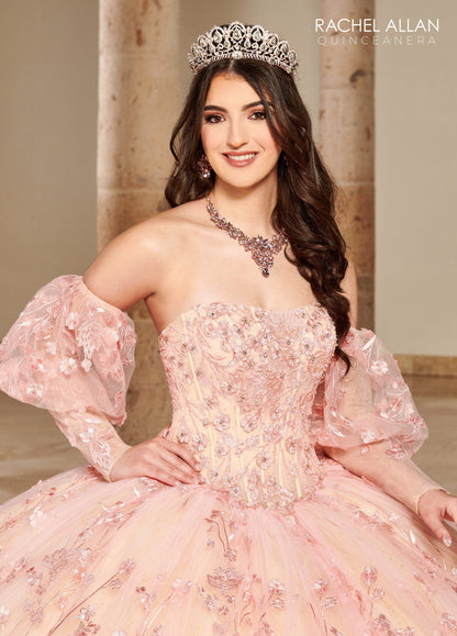 Rachel Allan RQ1123 Strapless Puff Sleeve Quinceanera Dress