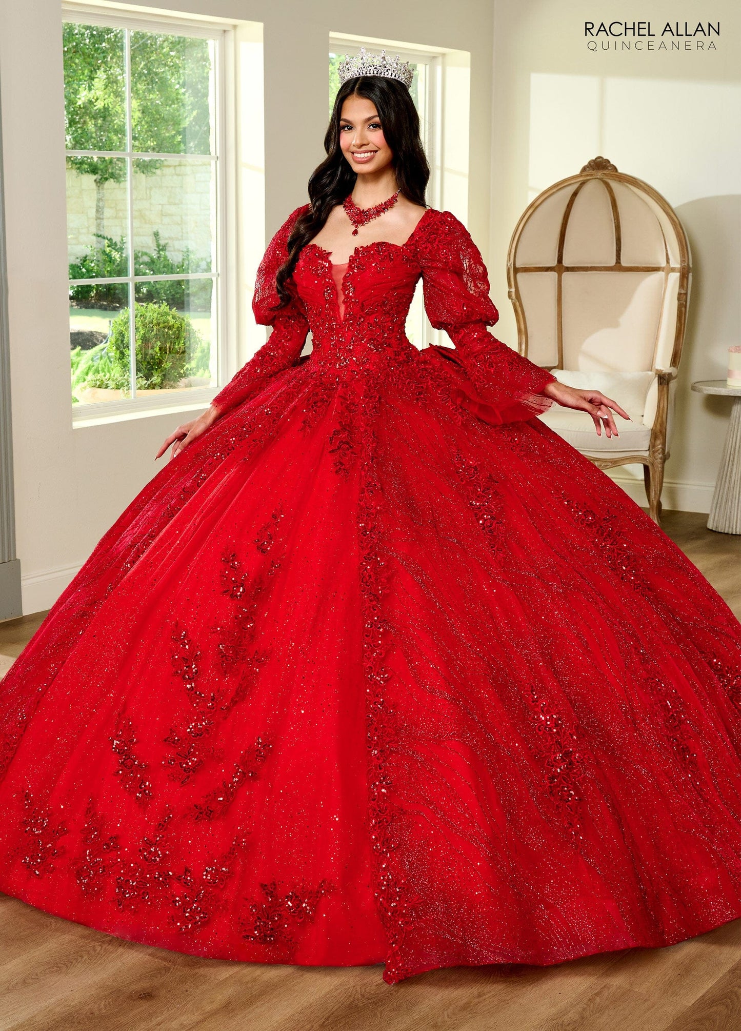 Rachel Allan RQ1135 Strapless Puff Sleeve Quinceanera Dress