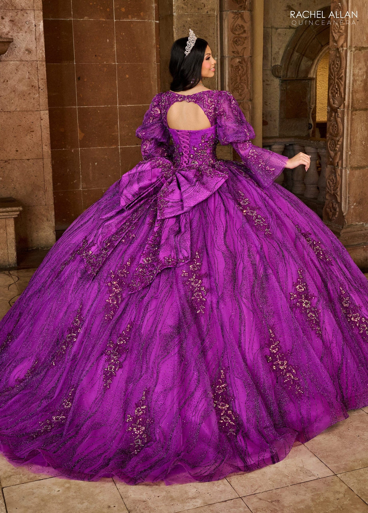 Rachel Allan RQ1135 Strapless Puff Sleeve Quinceanera Dress