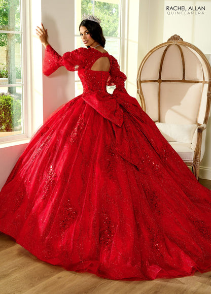 Rachel Allan RQ1135 Strapless Puff Sleeve Quinceanera Dress