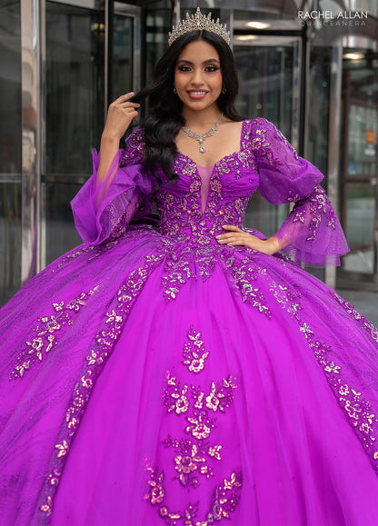 Rachel Allan RQ1135 Strapless Puff Sleeve Quinceanera Dress