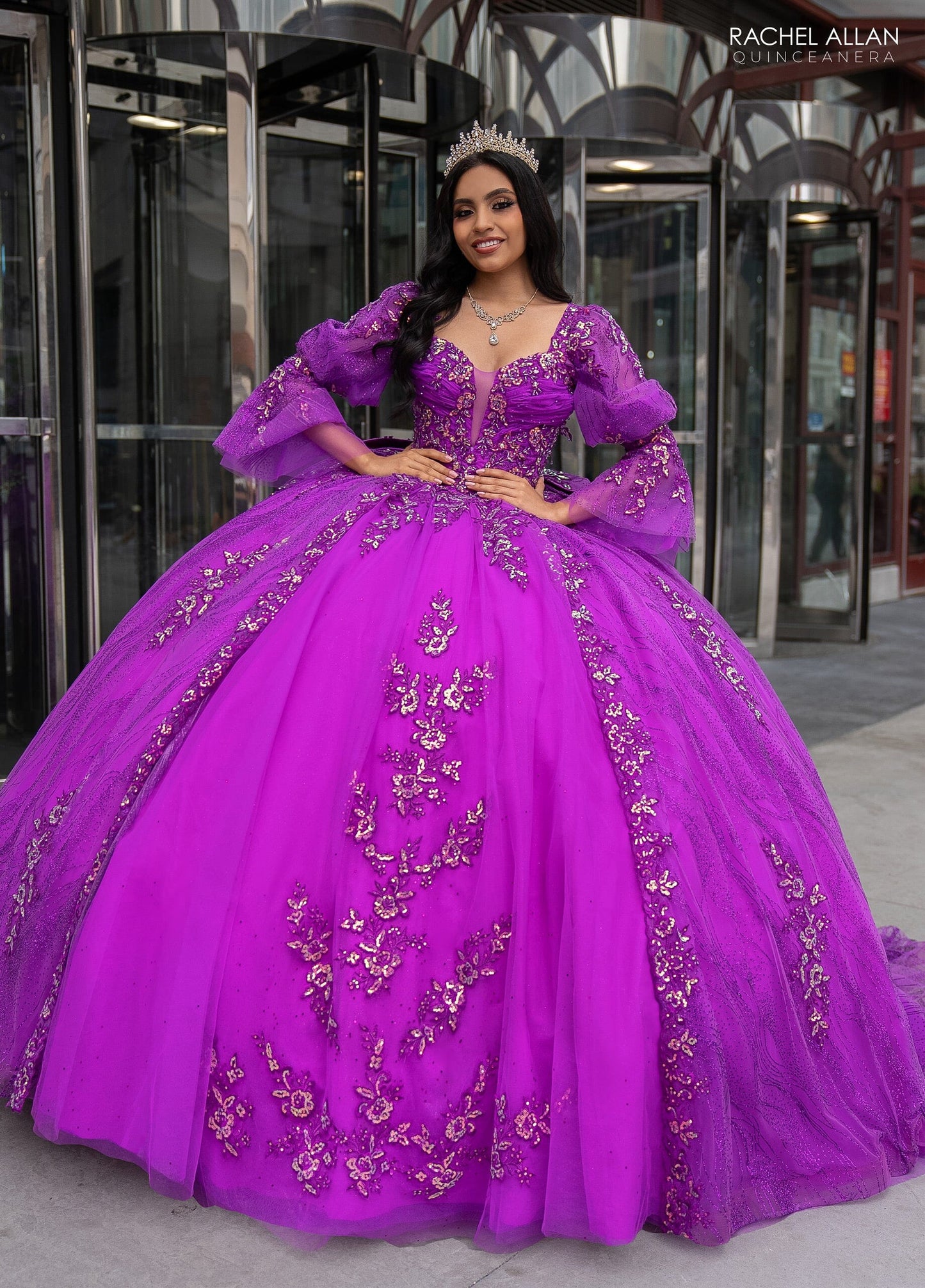 Rachel Allan RQ1135 Strapless Puff Sleeve Quinceanera Dress