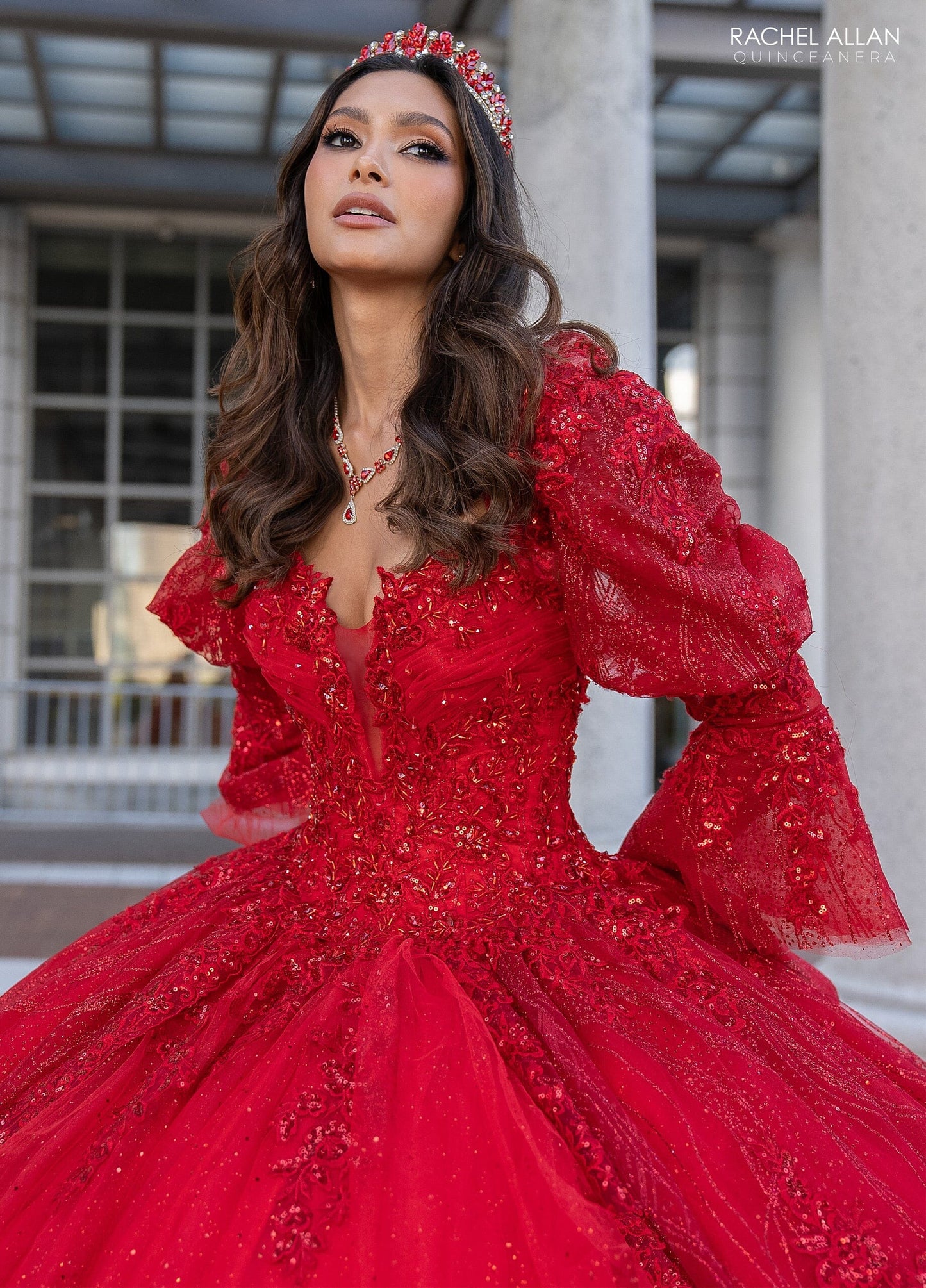 Rachel Allan RQ1135 Strapless Puff Sleeve Quinceanera Dress