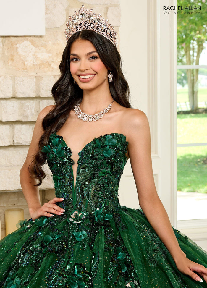 Rachel Allan RQ2184 Strapless Puff Sleeve Quinceanera Dress