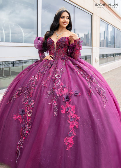 Rachel Allan RQ2184 Strapless Puff Sleeve Quinceanera Dress