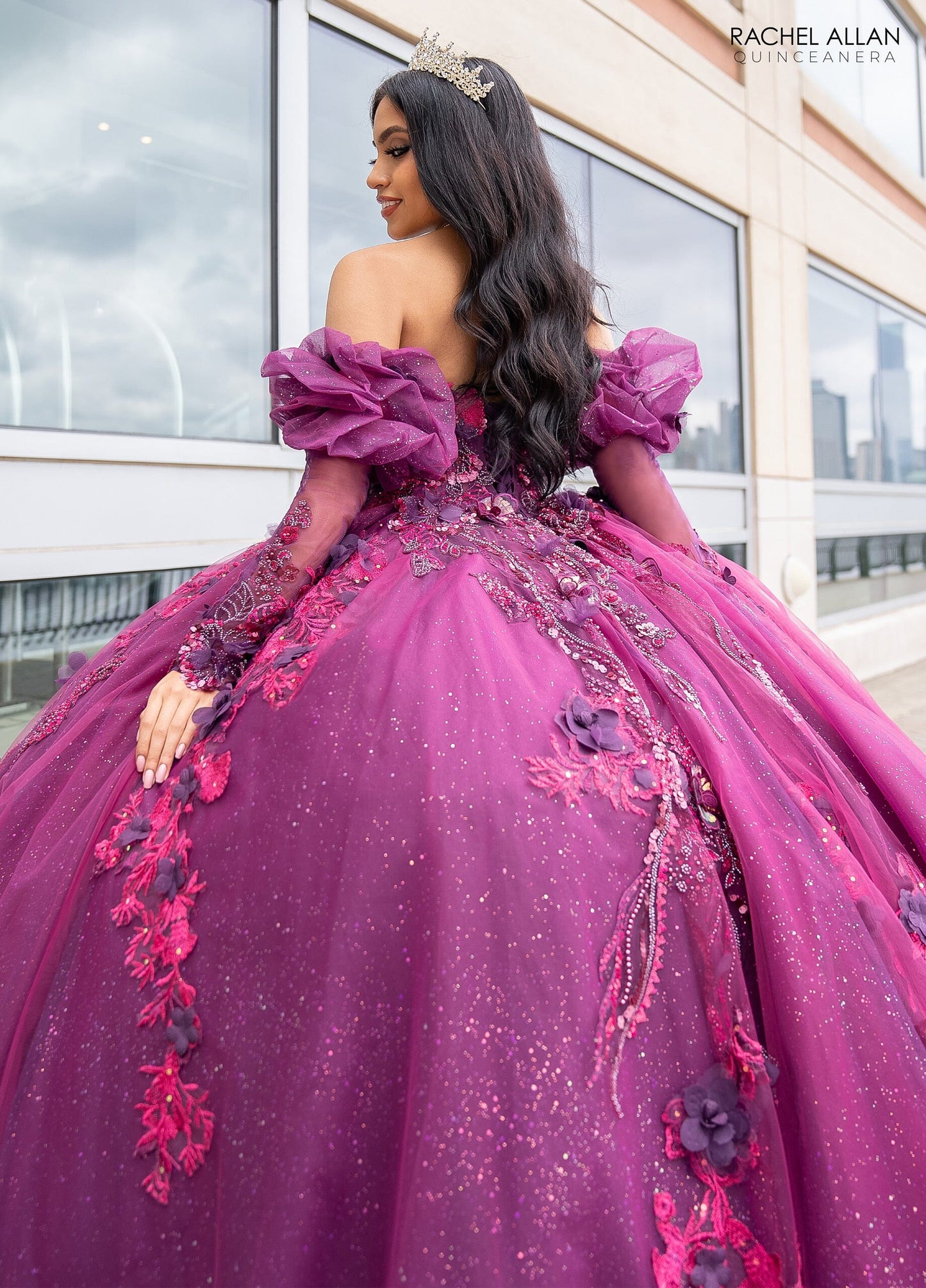 Rachel Allan RQ2184 Strapless Puff Sleeve Quinceanera Dress