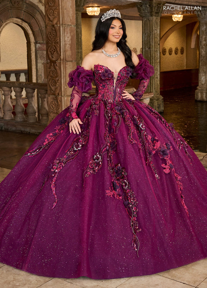 Rachel Allan RQ2184 Strapless Puff Sleeve Quinceanera Dress