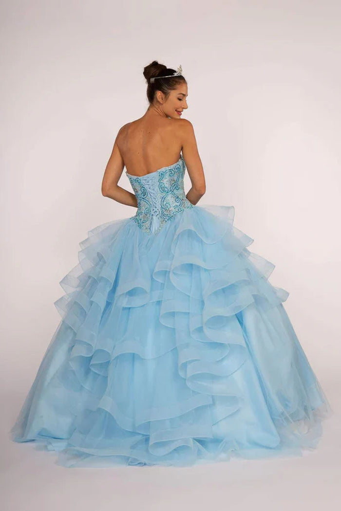 Strapless Ball Gown with Ruffled Skirt by Elizabeth KGL2515