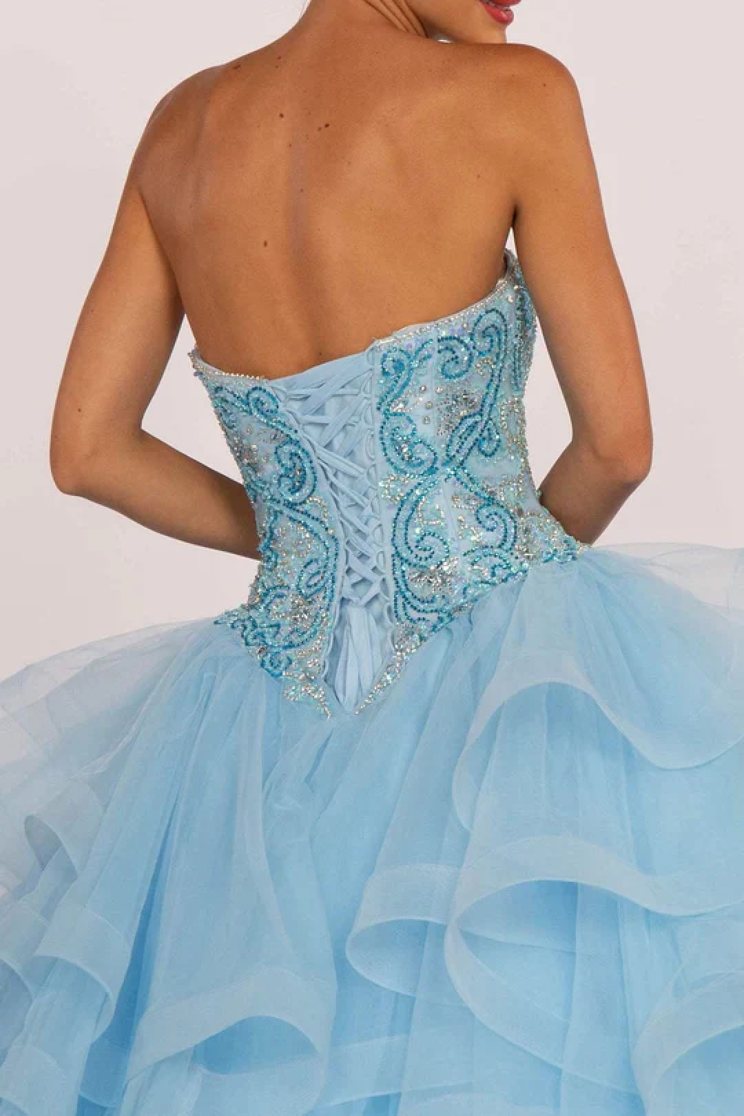 Strapless Sweetheart Ball Gown with Ruffled Skirt by Elizabeth K GL2515 - Quinceanera Dresses